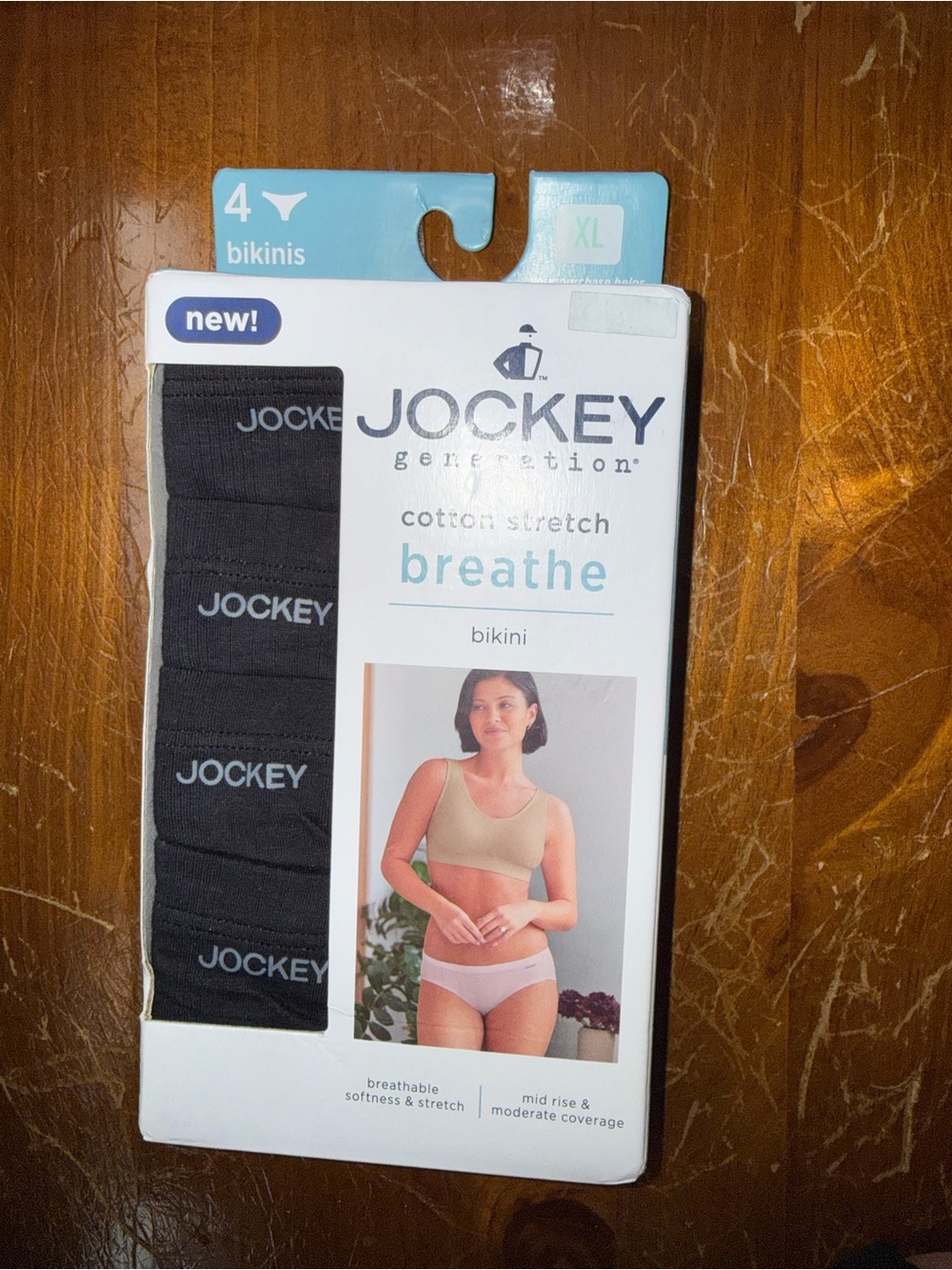 Jockey Black Cotton Stretch Breathe Bikini - 4 Pack